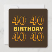 Invitation 40e anniversaire Chocolat et or avec dentelle V04B (Dos)