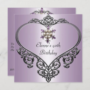 Invitation 40e Anniversaire Coeur doux Mauve Purple Pearl bij