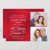 Invitation 40e anniversaire Coeurs années dans FOREVER 2 Phot (Devant / Derrière)