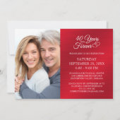 Invitation 40e Anniversaire Cœurs de rubis DES ANNÉES POUR TO (Dos)