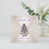 Invitation 40e Anniversaire Crème de Soie Mauve perle (Debout devant)