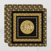 Invitation 40e anniversaire damas en or noir (Devant / Derrière)