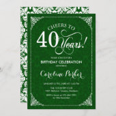 Invitation 40e anniversaire - Damas vert (Devant / Derrière)