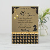 Invitation 40e Anniversaire Dance Party Jaune Coeur Gems Dama (Debout devant)