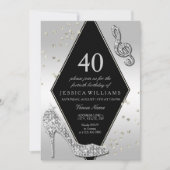 Invitation 40e anniversaire d'argent brillant (Devant)