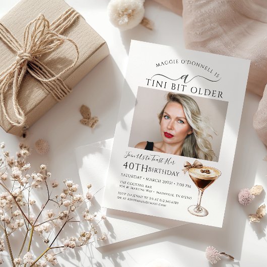 Invitation 40e anniversaire de fête Photo Espresso Martini