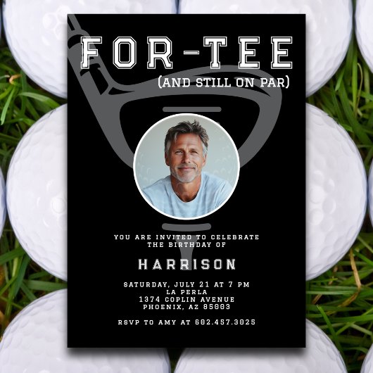 Invitation 40e anniversaire de fête Photo moderne Golf Noir