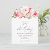 Invitation 40e Anniversaire de fête Pony rose Arc floral (Debout devant)