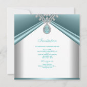Invitation 40e anniversaire de fête Turquoise Bleu Diamants B (Dos)