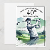 Invitation 40e Anniversaire de la fête de golf par Adult Golf (Devant / Derrière)
