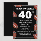 Invitation 40e Anniversaire de la fête Football Black Papa Sp (Devant / Derrière)