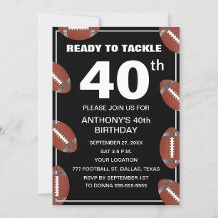 Invitation 40e Anniversaire de la fête Football Black Papa Sp