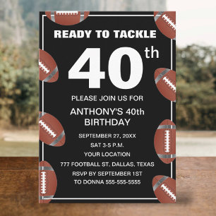 Invitation 40e Anniversaire de la fête Football Black Papa Sp