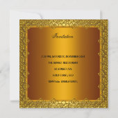 Invitation 40e Anniversaire de la fête Gold Dentelle Frame Ja (Dos)