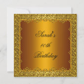 Invitation 40e Anniversaire de la fête Gold Dentelle Frame Ja (Devant)