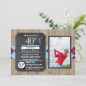 Invitation 40e anniversaire de la fête Golf Ball Photo Invita (Debout devant)