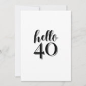 Invitation 40e anniversaire de la fête moderne rose et noir (Devant)