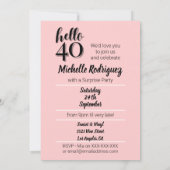 Invitation 40e anniversaire de la fête moderne rose et noir (Dos)