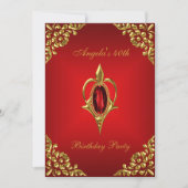 Invitation 40e Anniversaire de la fête Royal Gold Deep Red Je (Devant)