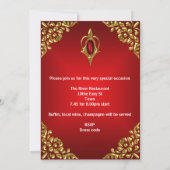 Invitation 40e Anniversaire de la fête Royal Gold Deep Red Je (Dos)