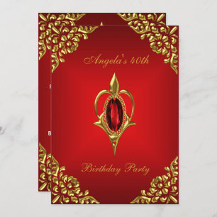 Invitation 40e Anniversaire de la fête Royal Gold Deep Red Je