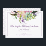 Invitation 40e anniversaire de la fleur surprise Boho<br><div class="desc">Cette invitation à la floraison aquarelle est parfaite pour votre célébration spéciale. Ce design est composé d'un arrière - plan blanc accentué d'un boho floral et d'un arrangement succulent avec typographie personnalisée. L'envers est un motif triangle amusant. Vous pouvez retirer le motif si vous le désirez. Ajoutez les informations de...</div>