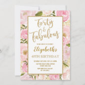 Invitation 40e anniversaire de la florale d'or rose (Devant)
