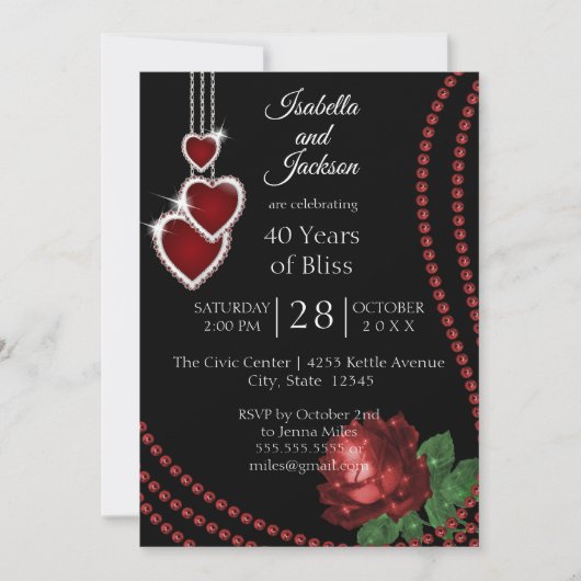 Invitation 40e Anniversaire de la Rose Rouge Rubis (Devant)