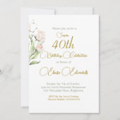 Invitation 40e anniversaire de la Surprise Blush Pink Floral (Devant)