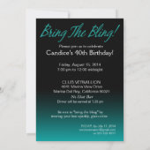 Invitation 40e anniversaire de l'étincelle de Bling| turquois (Dos)
