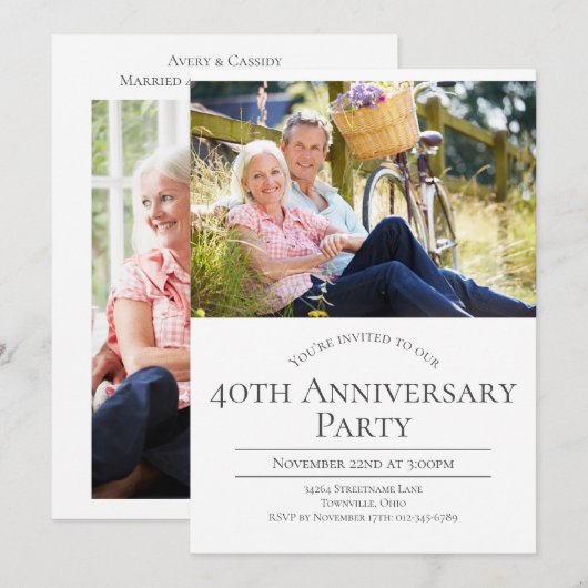 Invitation 40e anniversaire de mariage (Devant / Derrière)