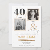 Invitation 40e anniversaire de mariage Alors et maintenant 40 (Devant)