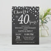 Invitation 40e Anniversaire de Mariage Ardoise Noir Argent (Debout devant)