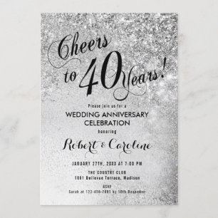 Invitation 40e anniversaire de mariage Argent