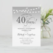 Invitation 40e anniversaire de mariage - Argent blanc (Debout devant)