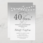 Invitation 40e anniversaire de mariage - Argent blanc (Devant / Derrière)