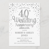 Invitation 40e anniversaire de mariage - Argent et blanc (Devant)