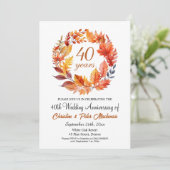 Invitation 40e anniversaire de Mariage Automne Floral Garland (Debout devant)