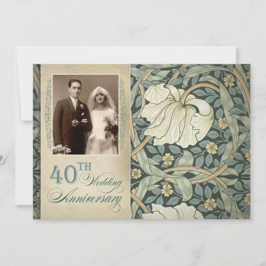Invitation 40e anniversaire de mariage avec lys et photo (Devant)