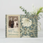 Invitation 40e anniversaire de mariage avec lys et photo (Debout devant)