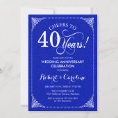Invitation 40e anniversaire de mariage - Bleu de saphir blanc (Devant)