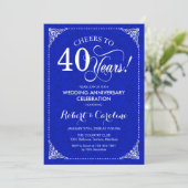 Invitation 40e anniversaire de mariage - Bleu de saphir blanc (Debout devant)