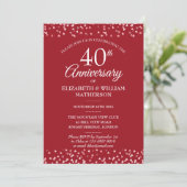 Invitation 40e Anniversaire de Mariage Cœurs Rubis (Debout devant)
