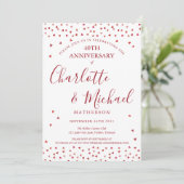Invitation 40e Anniversaire de Mariage Cœurs Rubis Script (Debout devant)