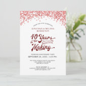 Invitation 40e anniversaire de mariage confettis rubis (Debout devant)