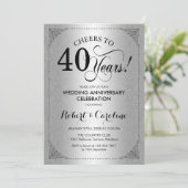 Invitation 40e anniversaire de mariage - Damassé noir argent (Debout devant)