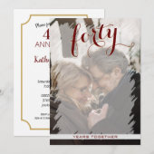 Invitation 40e anniversaire de mariage de photo moderne (Devant / Derrière)