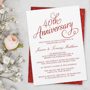 Invitation 40e anniversaire de mariage de rubis