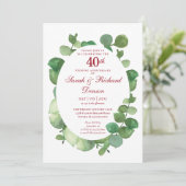 Invitation 40e anniversaire de mariage de rubis Eucalyptus ve (Debout devant)