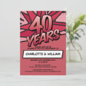 Invitation 40e anniversaire de mariage de rubis moderne et am (Debout devant)